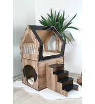 Mavitrend Küçük Irk Köpekler Için Büyük Xxl Teraslı Köpek Kulubesi 5kg Ve Üzeri Köpekler İçin Kahve - Siyah Renk