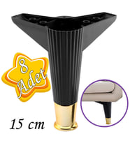 8 Adet Golden Ayak 15 cm Siyah Altın Gold Mobilya Kanepe Sehpa Ünite Koltuk Ayağı Baza Ayak Ayakları