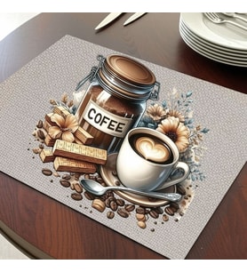 Love Coffee Tasarımlı Amerikan Servis, Tabak Altlığı & Şık Masa Dekoru, Ev Hediyesi, 2 Adet (Krem)