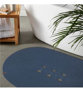 Koza Home Cesta El Yapımı Pamuklu Lacivert Jüt Hasır Dekoratif Kilim 9015