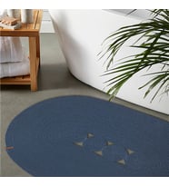 Koza Home Cesta El Yapımı Pamuklu Lacivert Jüt Hasır Dekoratif Kilim 9015