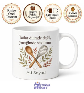 Kişiye Özel Lezzet Ustası Baskılı Kupa Bardak Aşçı Hediye Mutfak