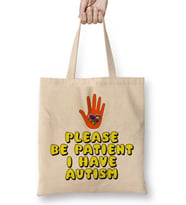 Please Be Patient I Have Autism White On Black 02 Bez Çanta Uzun Saplı