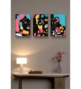 Minimal Portre Kadın Tasarımlı Mdf Tablo Set