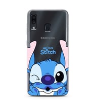 Samsung Galaxy A20/A30 Uyumlu We Love Stitch Desenli Şeffaf Telefon Kılıfı