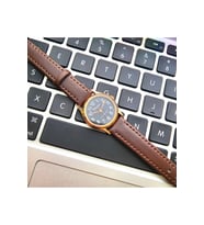 Retro Kayışlı Kadın Kol Saati, Vintage Tasarım, Klasik Tasarım, Rose Gold, Koyu Kahve Kordon
