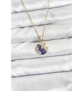 316L Çelik Zincir Gold Renk Gece Model Zirkon Taşlı Kadın Kolye 5886 - LOHO6188-6141