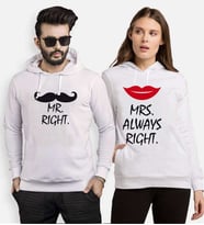 Tshirthane Mr. Mrs. Right. Sevgili Kombinleri Kapüşonlu Kombini (Tek Ürün Fiyatıdır.)