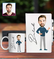 Kişiye Özel Karikatür Tasarım Defter Kalem Kupa Hediye Seti 96278