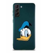 Samsung Galaxy S21 Plus Soft Premier Kapak Donald Duck-B Tasarımlı Silikon Kılıf - Yeşil (Şeffaf)