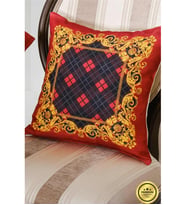 Belize Baskılı Kumaş Kırmızıya Siyah Kırlent Kılıfı 45x45 Cm - 1438
