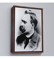 Çerçeveli Friedrich Nietzsche Siyah Beyaz Dekoratif Kanvas Tablo (Kahverengi)