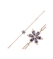 Gümüş Rose Mor Lotus Çiçeği Kadın Bileklik CSR2184383