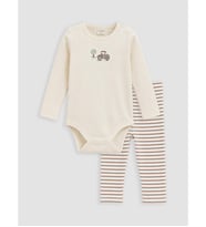 LCW baby Ekru Erkek Bebek Çıtçıtlı Body Ve Eşofman Altı