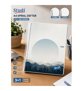 A4 120 Yaprak 3+1 Spiralli Defter