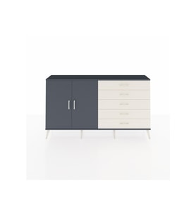 Arges Konsol 4 Raflı 5 Çekmeceli 2 Kapaklı 176x30x99 Antrasit-Antrasit/Aytaşı