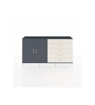 Arges Konsol 4 Raflı 5 Çekmeceli 2 Kapaklı 176x30x99 Antrasit-Antrasit/Aytaşı