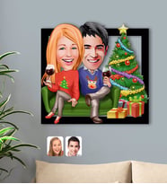 BK Gift Kişiye Özel Yeni Yıl Sevgililer  Karikatürlü 3D Ahşap Tablo-4