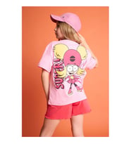 Defacto Super 1 Takım Oversıze Pembe Kız Çocuk T-Shirt H7947A8/PN253