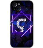 İphone 15 Kılıf HD Desen Baskılı Kılıf - Dark Neon Yaprak Ç Harfi