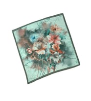 Enba Çiçek Desenli Pamuklu Eşarp 90x90 cm (Haki)