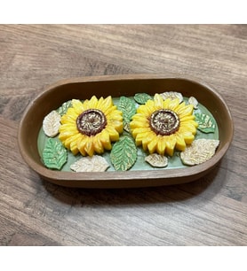 Ayçiçeği Figürlü Dekoratif Tabak Soya Mum