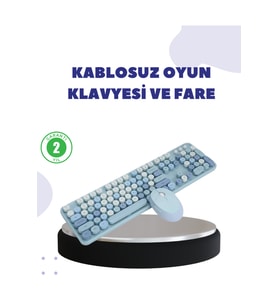 104 Tuşlu Kablosuz Retro Klavye Mouse Seti Sessiz ve Akıcı Yazım Deneyimi