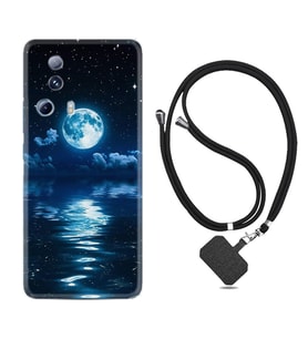 Xiaomi Mi 13 Lite Kılıf Resimli Boyun Askılı İpli Desenli Silikon Night Moon 1133