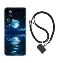Xiaomi Mi 13 Lite Kılıf Resimli Boyun Askılı İpli Desenli Silikon Night Moon 1133