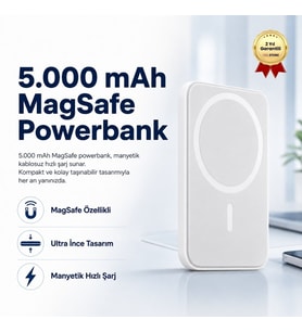P5 5000 mAh MagSafe Kablosuz Powerbank Manyetik Hızlı Şarj Taşınabilir Şarj Cihazı
