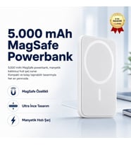 P5 5000 mAh MagSafe Kablosuz Powerbank Manyetik Hızlı Şarj Taşınabilir Şarj Cihazı