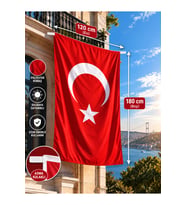 Türk Bayrağı 120×180 cm – Parlak Raşel Kumaş, Kenar Dikiş