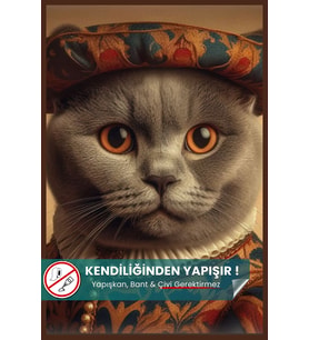 Scottish Fold Kedi Posteri, Scottish Kedi Posteri, Akıllı Kağıt Premium Poster, Yapay Zeka Tasarım