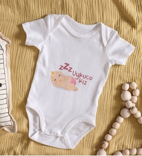 BK Kids Uykucu Kız Tasarımlı Bebek Body Zıbın - Model 1