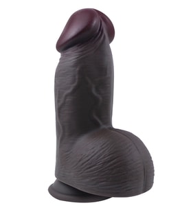 Censan Gerçekçi Tasarımlı Geniş Çaplı Vakum Tabanlı Silikon Dildo 21 cm Siyah