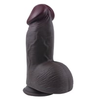 Censan Gerçekçi Tasarımlı Geniş Çaplı Vakum Tabanlı Silikon Dildo 21 cm Siyah