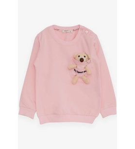 Breeze Kız Çocuk Sweatshirt Ayıcık Aksesuarlı 1.5-5 Yaş, Pembe