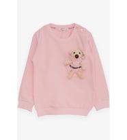 Breeze Kız Çocuk Sweatshirt Ayıcık Aksesuarlı 1.5-5 Yaş, Pembe