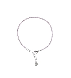 Madam Matmazel Su Yolu Zirkon Taşlı Gümüş Unisex Bileklik  925 Ayar  (Pembe)