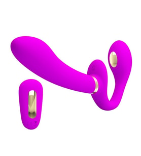 Lilitu Shop USB Şarjlı Uzaktan Kumandalı Elektro Şoklu Çift Taraflı Strapon Teknolojik G-Spot Vajinal Vibratör