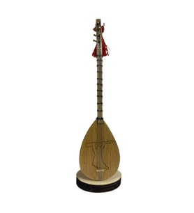 Minyatür Bağlama Pirsultan Abdal Desenli Masa Üstü Hediyelik Eşya