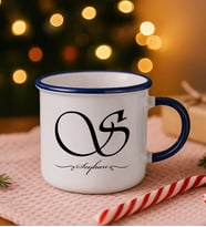 BK Gift Kişiye Özel İsimli Lacivert Emaye Kupa Bardak -2, Arkadaşa Hediye, Sevgiliye Hediye
