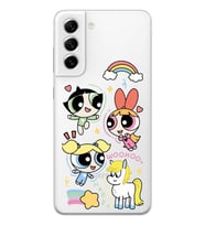 Samsung Galaxy S22 Uyumlu Powerpuff Girls Desenli Şeffaf Telefon Kılıfı