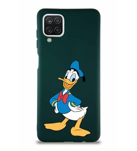 Samsung Galaxy A12 Soft Premier Kapak Donald Duck-C Tasarımlı Silikon Kılıf - Yeşil (Şeffaf)