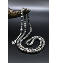 Doğal Gri Jasper Taşlı 99'lük Tesbih Metal Püsküllü 6mm Küre Kesim 902265