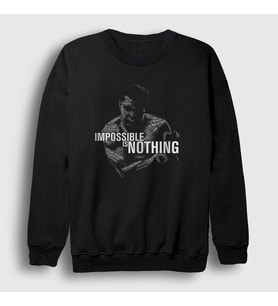 Presmono Unisex Siyah Impossible Muhammed Ali Sweatshirt 231181tt