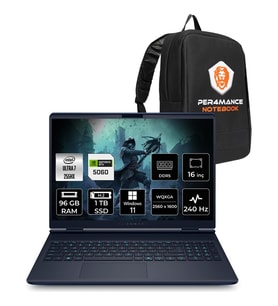 Dell Alienware 16X Aurora Core Ultra 7 255HX RTX 5060 8GB Gaming Laptop 96GB RAM 1TB SSD 16" QHD+ Win11 Pro + Per4 Çanta AC16251CU732156WP471