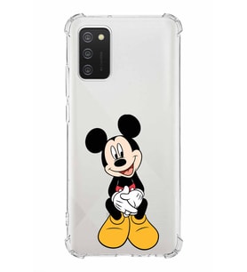 Samsung Galaxy A02s  Köşe Korumalı Antişok Kapak Mickey Mouse Tasarımlı Şeffaf  Kılıf