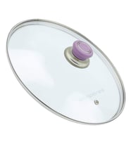 Tencere Tava Cam Kapak 18 cm ve Lila Tutma Tepe (Beyaz)