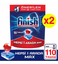 Finish Hepsi Bir Arada Max Bulaşık Makinesi Deterjanı 2 x 55 Tablet (Kırmızı)